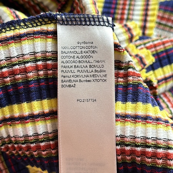 NWT Marques Almeida 7FAM Cotton Paneled Short Sleeve Shirt Small Colorful - Picture 6 of 9